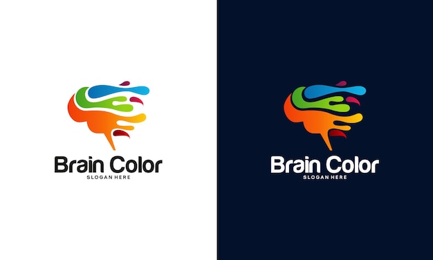 Brain Logo designs template, Colorful Brain logo designs concept vector