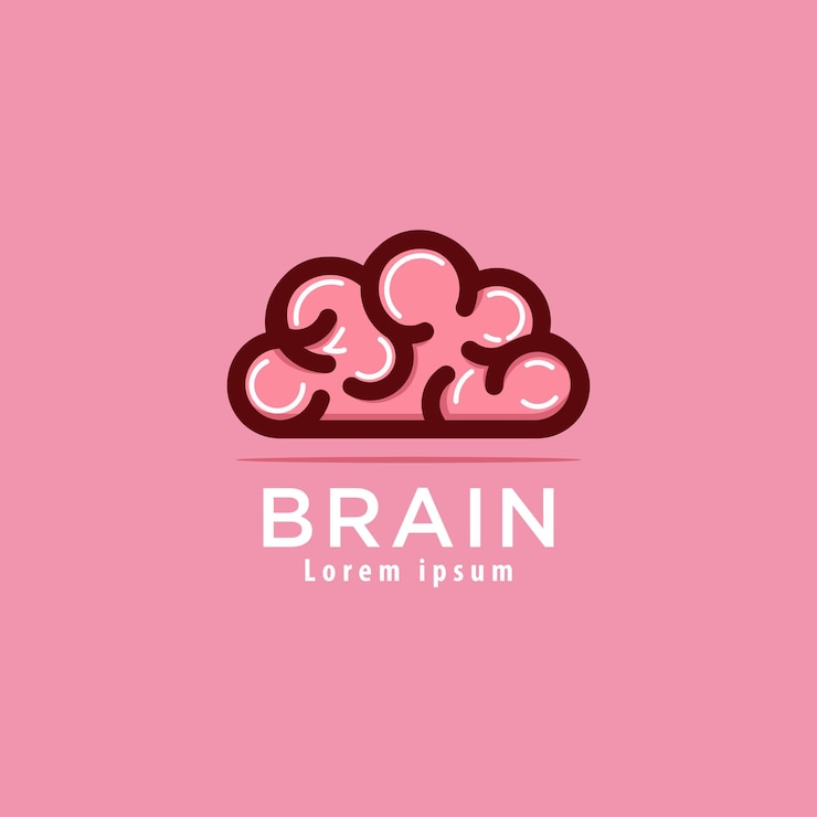 Vector brain logo icon design illustration smooth pink logotype vector modern template cartoon