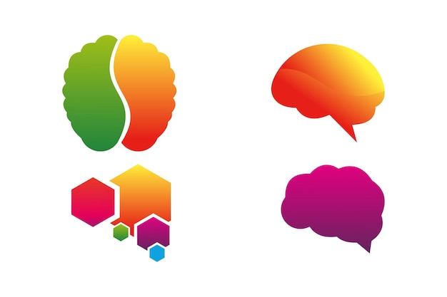 Vector brain logo set icon vector