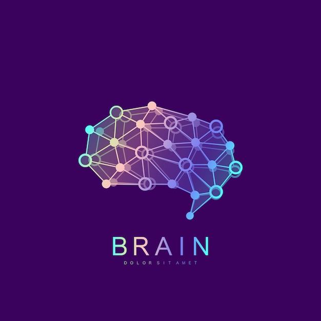 Шаблон логотипа силуэт мозга с подключенных линий и точек. логотип искусственного интеллекта. мозговой штурм мысли идея логотип символ значок концепция