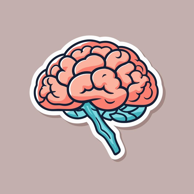 Brain logo sticker illustration creative thinking concept