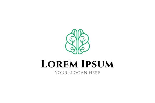 터 디자인 스타일의 나무 조합으로 뇌 로고