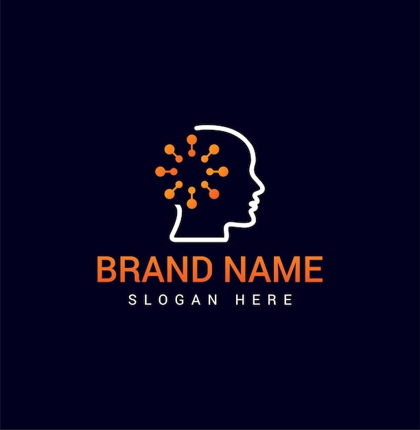 brain logo with vector template design