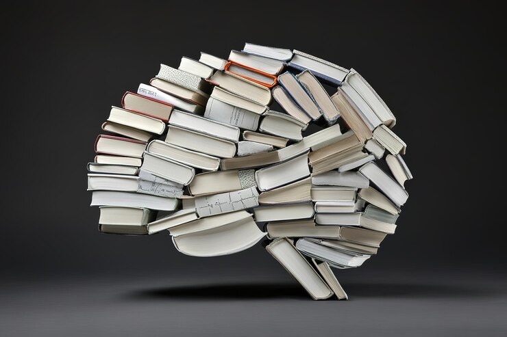 Vector a brain made of books symbolizing the knowledge and intelligence associated with education and reading on black background white background ar 32 v 61 job id b695b16228e3422187128ee212493603