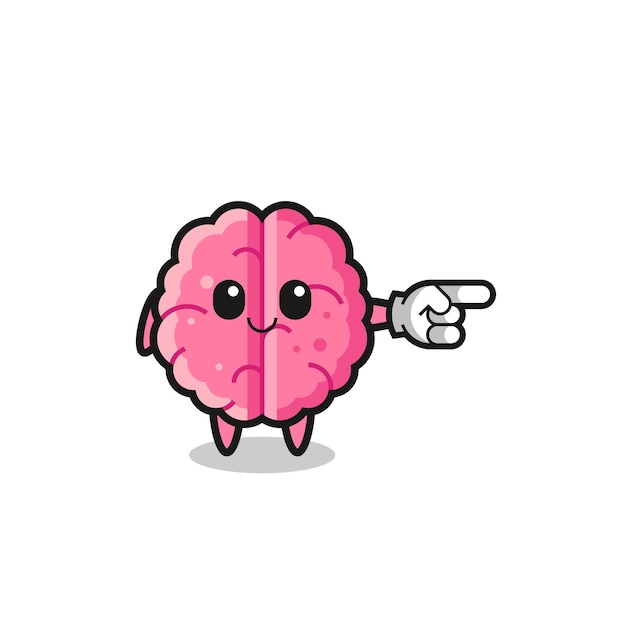 Vector brain mascot with pointing right gesture