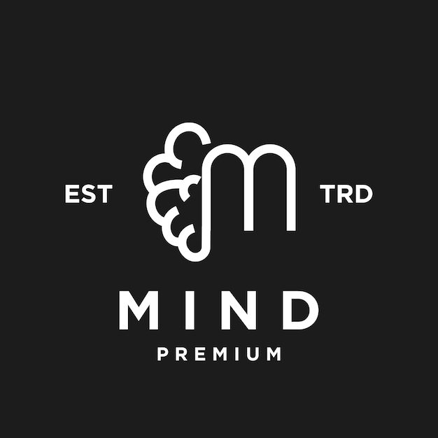 Vector brain mind m letter logo icon design illustration