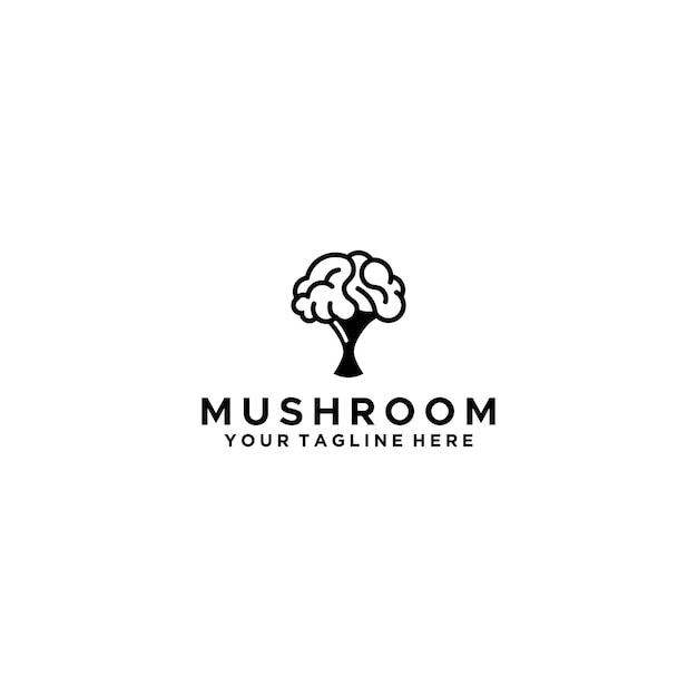 Мозговой гриб креативный дизайн логотипа