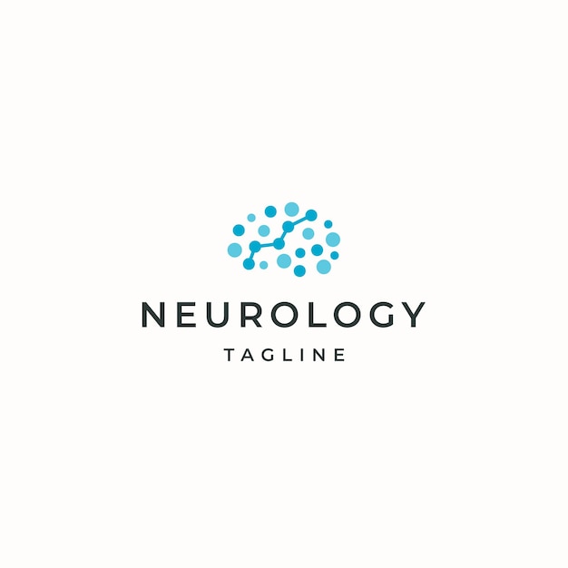 Brain neuron logo icon design template flat vector