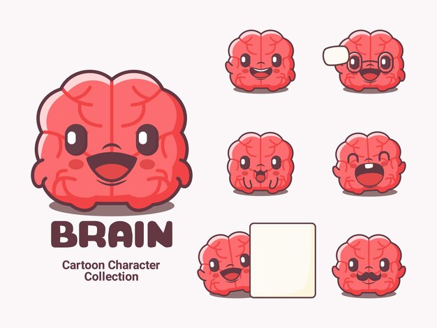 Brain organ cartoon character vector illustration