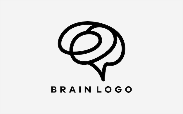 Brain outline line art logo vector icon design inspiration logo simple