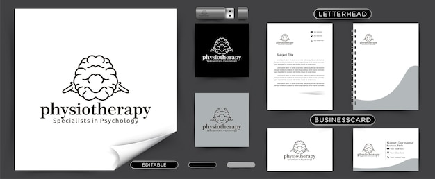 Brain physiotherapy logo ideas negative space inspiration logo design template vector illustration isolated on white background