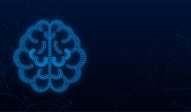 Icona del plesso cerebrale cervello digitale in mano test del qi della rete neurale idea di brainstorming