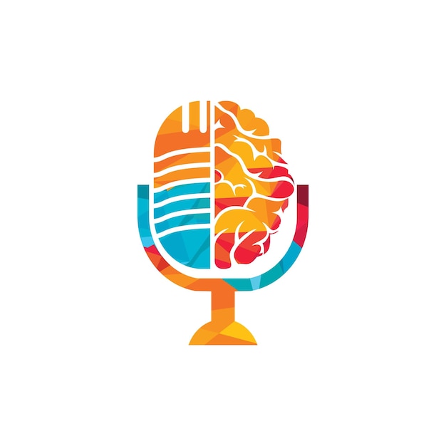 Brain podcast vector logo design