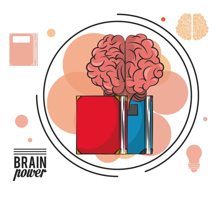 Vector brain power and books 