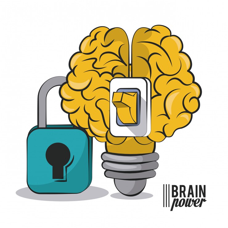 Vector brain power and padlock 