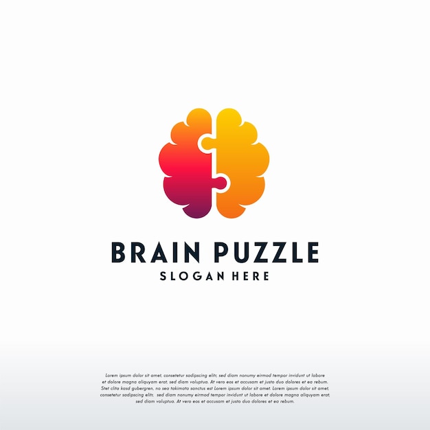 Brain Puzzle logo designs vector, Education logo vector