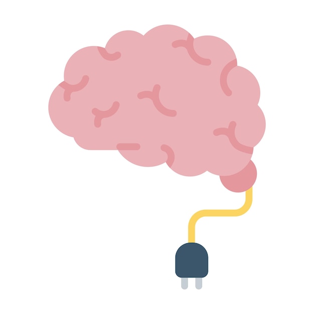 Vector brain recharge flat illustration