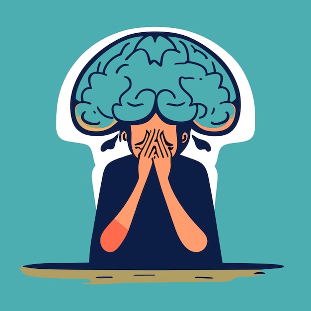 brain sad vector illustration flat