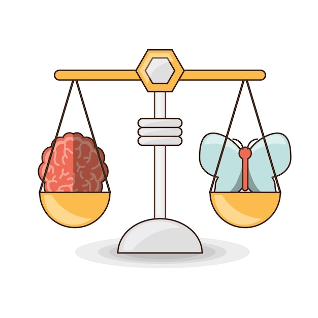 Brain and scale of mental heath mind and peaceful