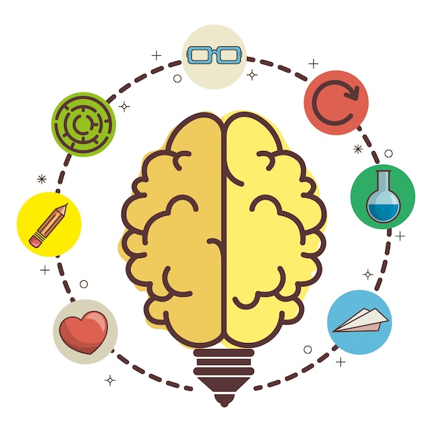 Vector brain-shaped light bulb