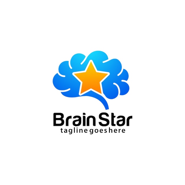 Brain star logo design template