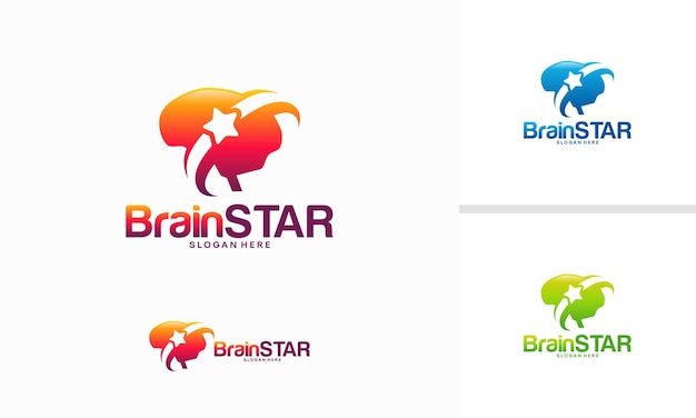 Brain Star logo ontwerpen concept vector, briljant idee logo sjabloonontwerpen