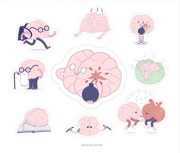 Brain stickers onderwijs en stress printbare set