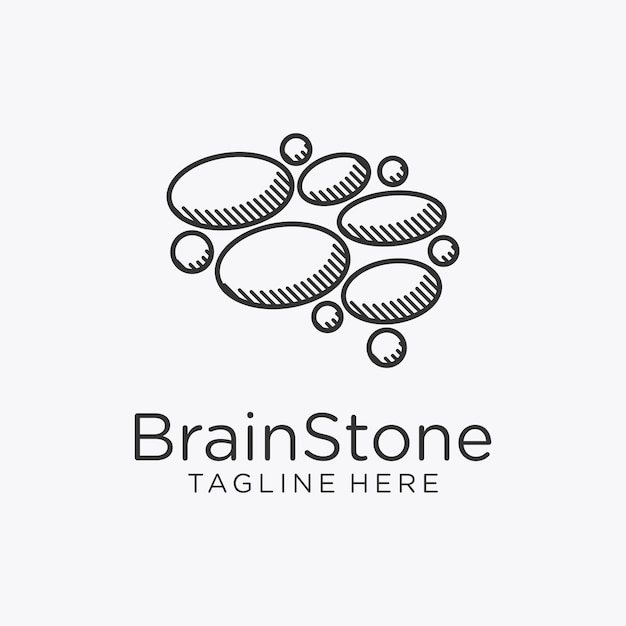 Vector brain stone logo design