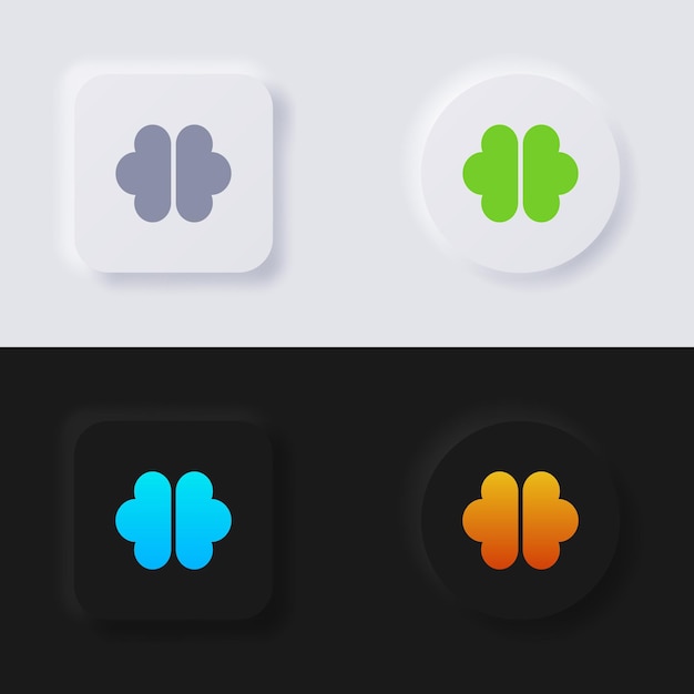 脳のシンボル ボタン アイコン セット多色ニューモーフィズム ボタン ソフト UI デザイン Web デザイン アプリケーション UI など ボタン ベクトル