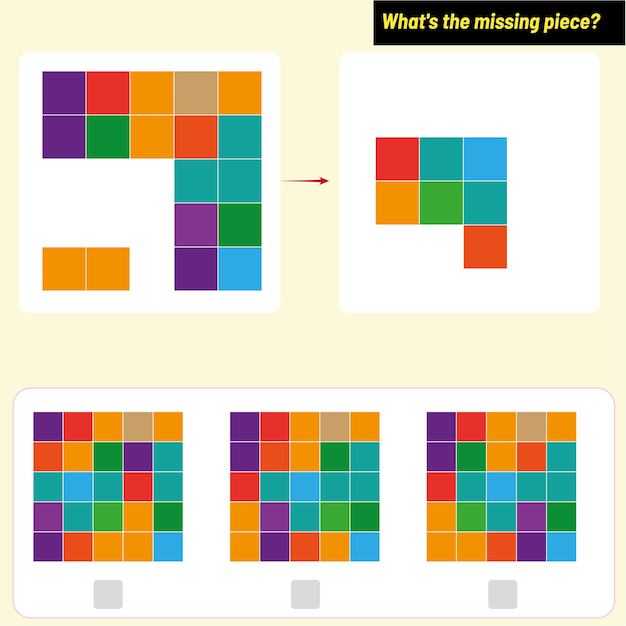 Vector brain teasers to find the missing piece