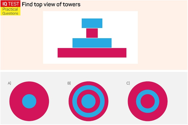 Vector brain teasers top view wat is het uitzicht van bovenaf vind wat niet wordt gegeven mind vragen