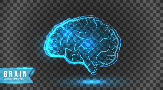 Vector brain tech digital technology isolated on transparent background