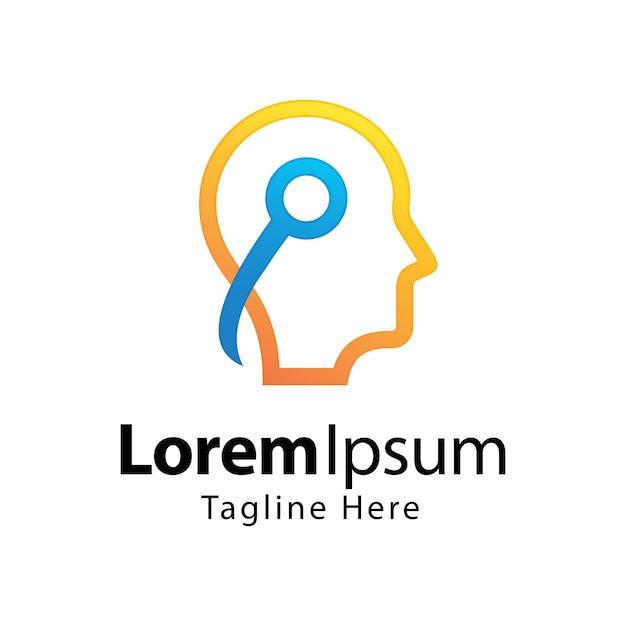 Шаблон дизайна логотипа brain tech