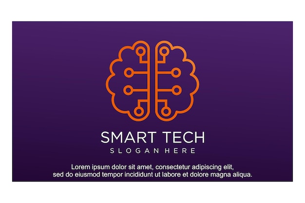 brain tech logo design template