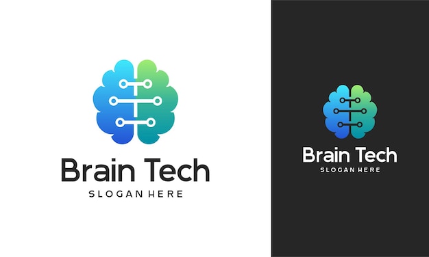 Brain techロゴデザイン、mind technologyロゴ、roboticbrainロゴテンプレート