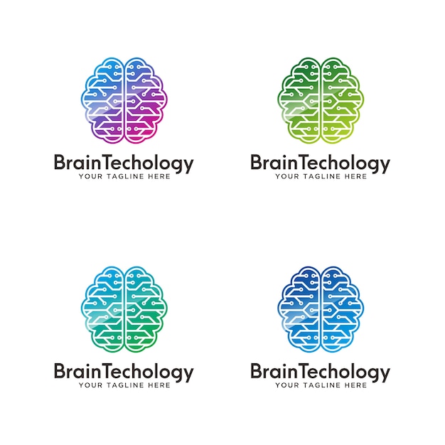 Brain tech logo. Digital idea logo.