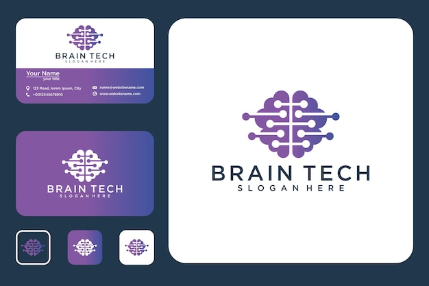 Brain tech logo ontwerp en visitekaartje