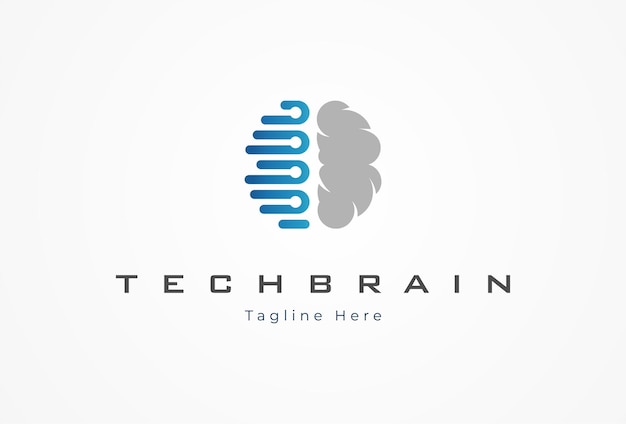 Brain Tech Logo-ontwerp moderne brain-logo-stijl bruikbaar voor technologie- en bedrijfslogo's