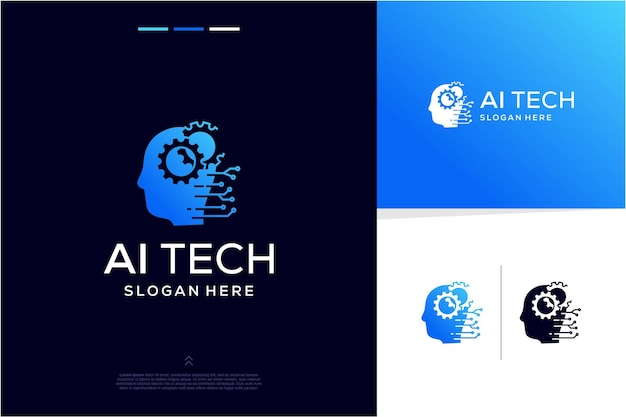 Мозговые технологии умные цифровые идеи логотип искусственный интеллект вдохновение для дизайна