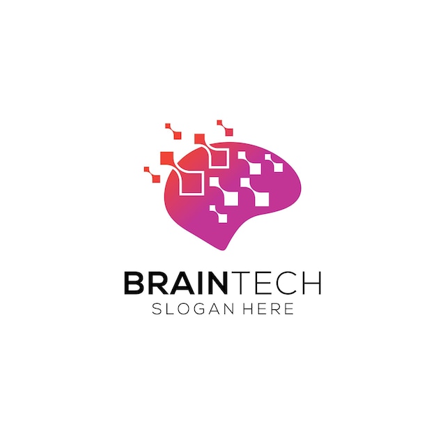 Brain tech smart digital idea logo template vector icon