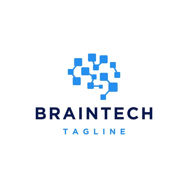 Vector brain and technology data logo design