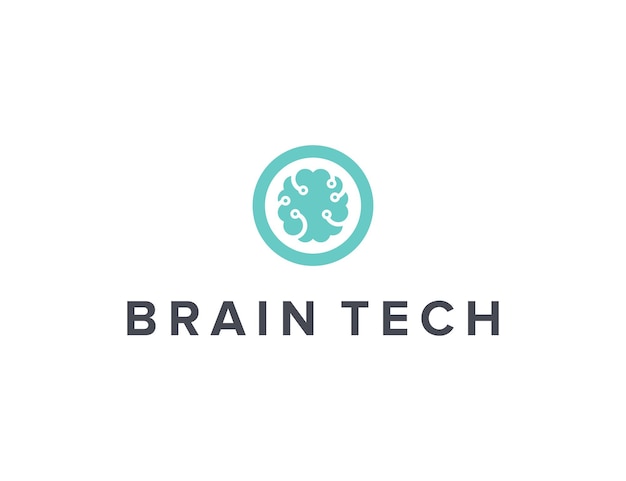 brain for technology industry simple sleek creative geometric modern logo design