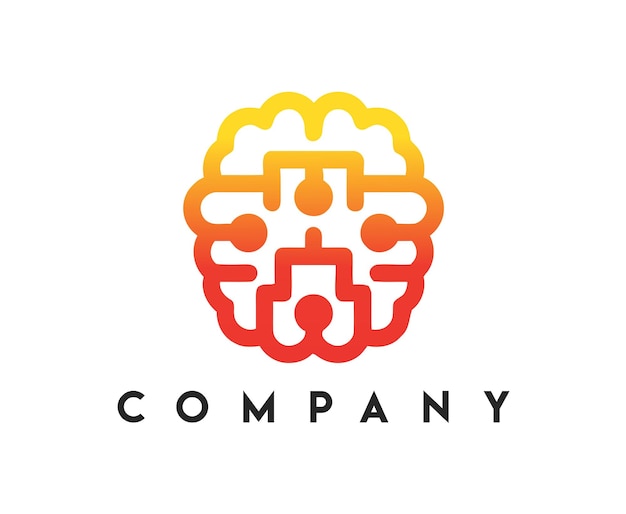 Brain technology logo, brain artificial intelligence logo