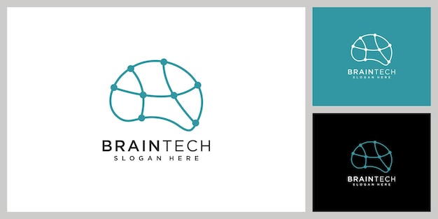 Brain technology logo design vector template