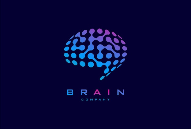 Логотип мозга современный стиль логотипа мозга, используемый для технологических и корпоративных логотипов