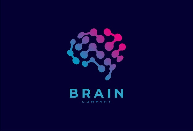 Brain Technology Logo テクノロジーに使用できる青と紫のグラデーションを持つ現代の脳のロゴ スタイル