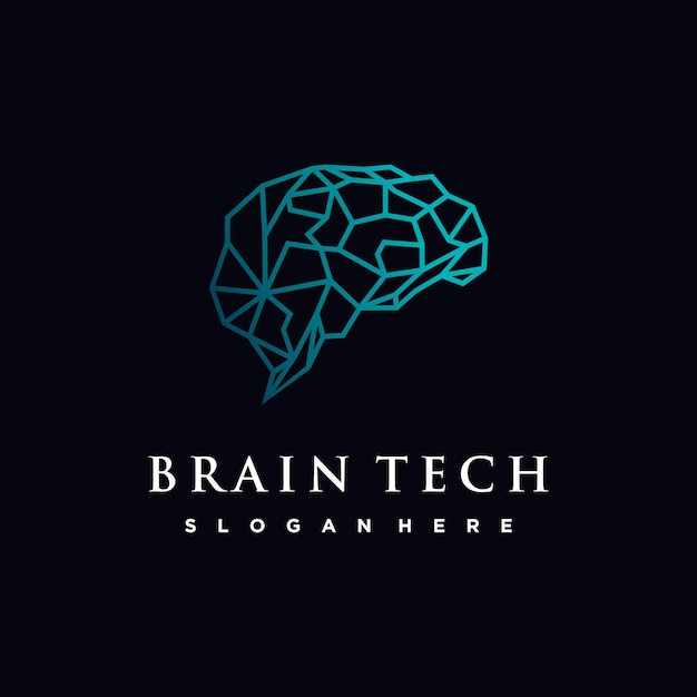 Brain technology logo sjabloon met modern en geavanceerd concept Premium Vector
