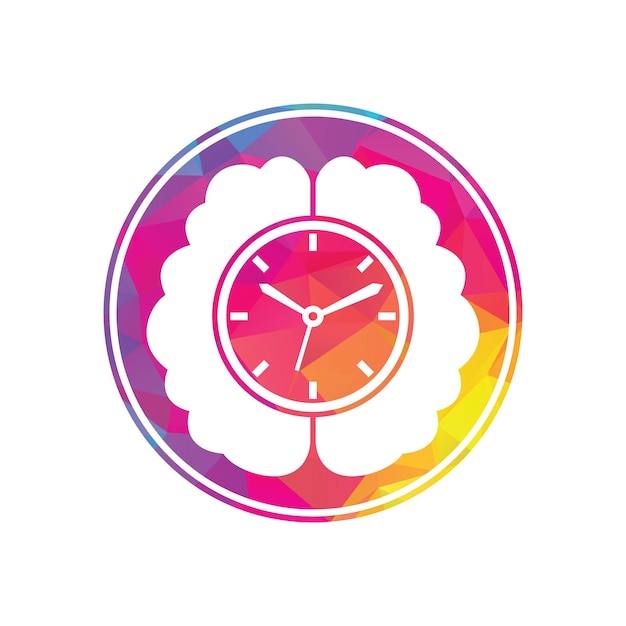 Шаблон логотипа вектора времени мозга Этот дизайн использует символ часов Time Brain Icon Logo Design Element