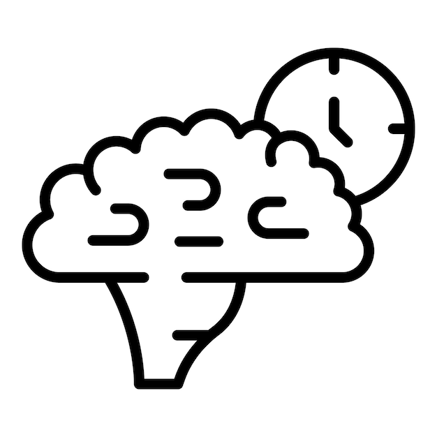 Vector brain timing icon outline vector visual cognitive science system