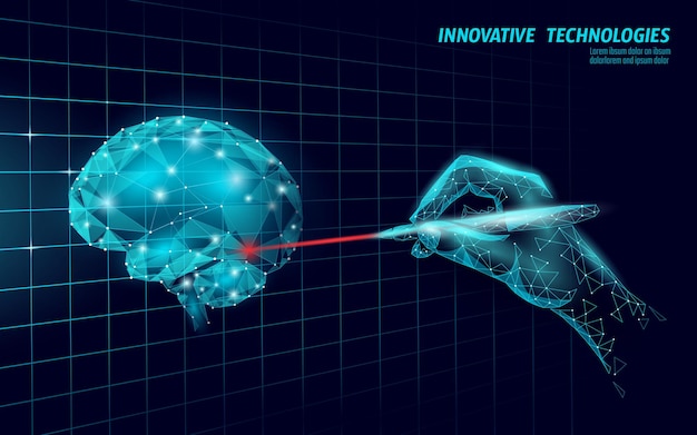 Vettore rendering 3d di poli basso di trattamento del cervello